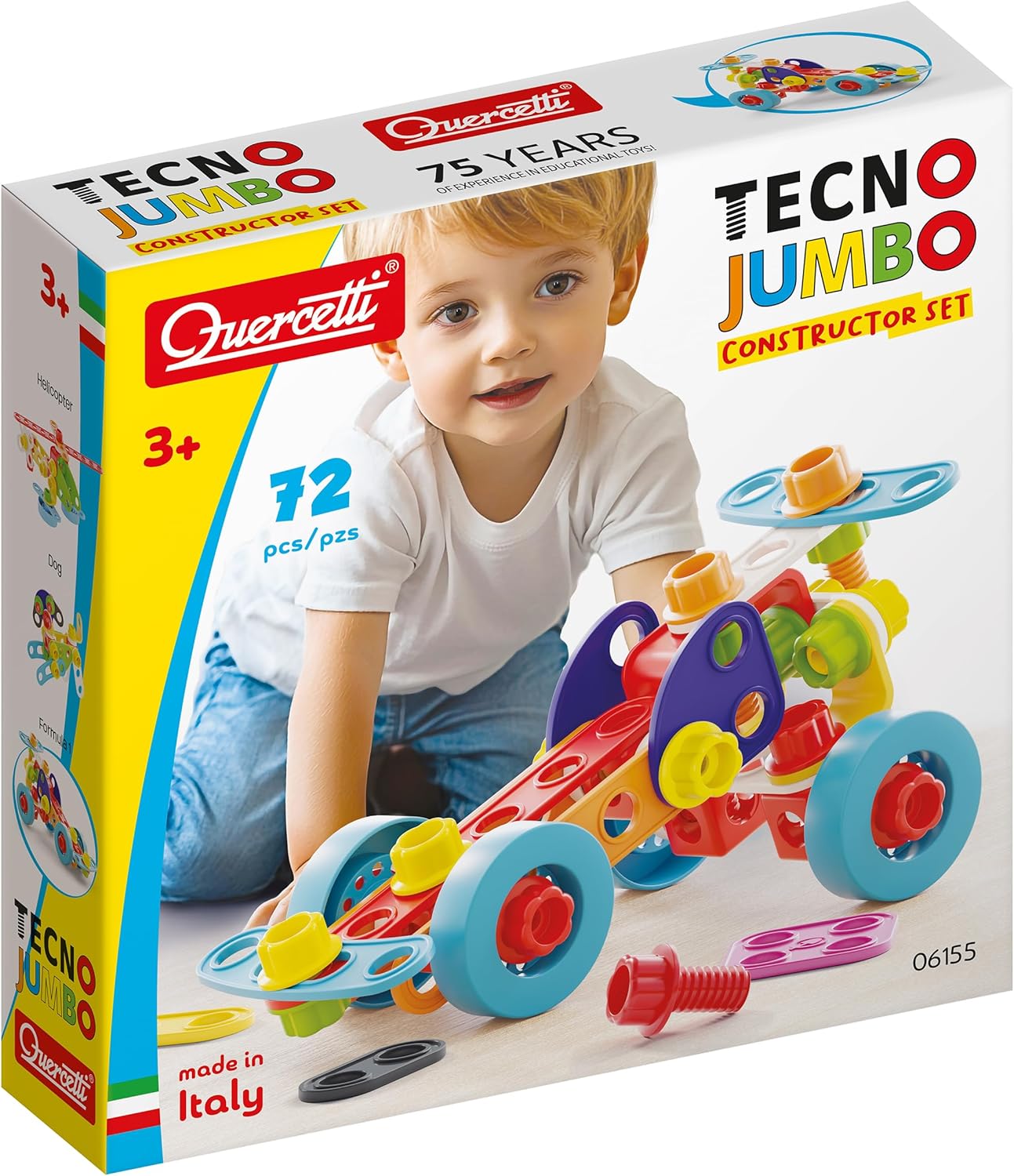 Quercetti - Tecno Jumbo - 76 Piece Building Set and Construction Toy, Multi-Colored, 34 x 7 x 29cm