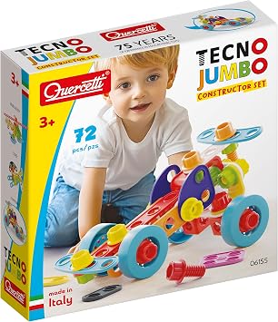 Quercetti - Tecno Jumbo - 76 Piece Building Set and Construction Toy,, Multi-colored, 34 x 7 x 29cm
