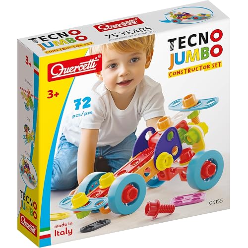 Quercetti - Tecno Jumbo - 76 Piece Building Set and Construction Toy,, Multi-colored, 34 x 7 x 29cm