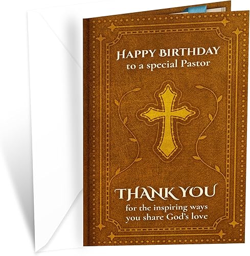 Miniatura 1 de Prime Greetings Tarjeta de cumpleaños religiosa para pastor, fabricada en Estados Unidos, ecológica, tarjeta gruesa con sobre de primera calidad de