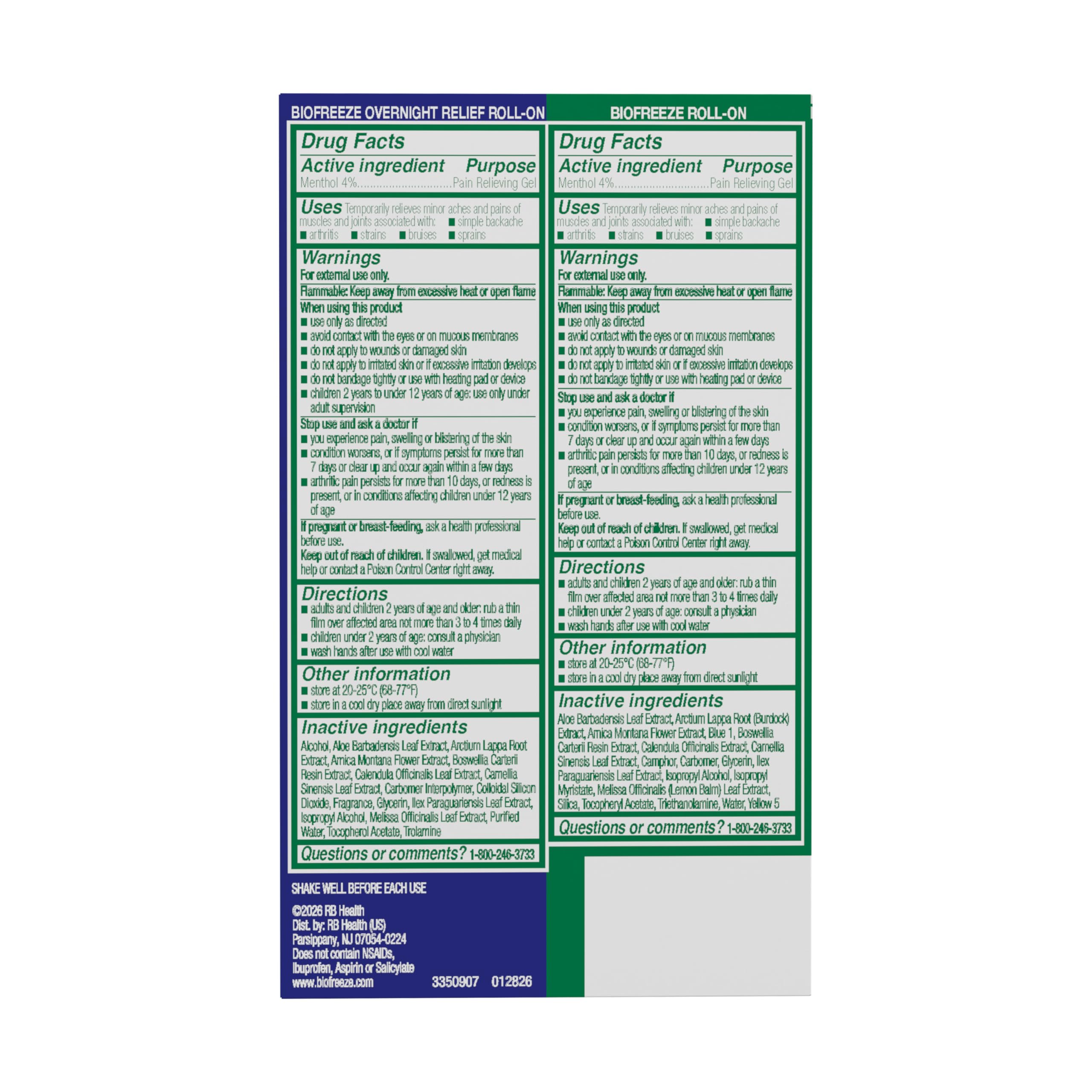 Biofreeze Pain Relief Roll On Day/Overnight Combo Pack, 2x2.5 FL OZ — Amazon image 12
