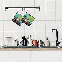 Vista 5 de Juego de 2 soportes para ollas de pintura de acuarela floral abstracta, resistentes al calor, para microondas, horno, horno y barbacoa