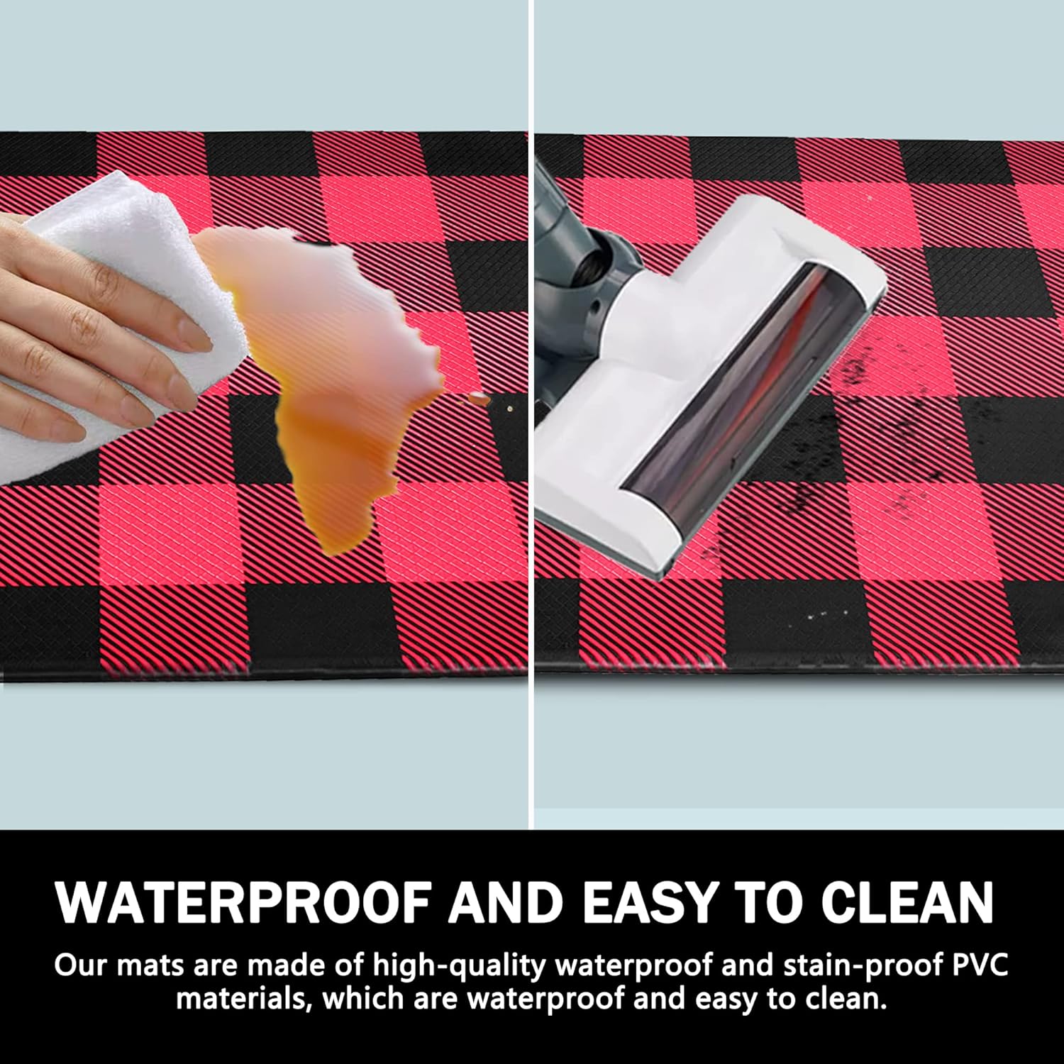 EARTHALL Christmas Kitchen Mat Cushioned Anti-Fatigue Floor Mat, Waterproof Non-Slip Kitchen Rug Ergonomic Comfort Standing Mat for Kitchen, Home, Office, Sink, Laundry, (Red & Black, 17.3"x59") : Home & Kitchen