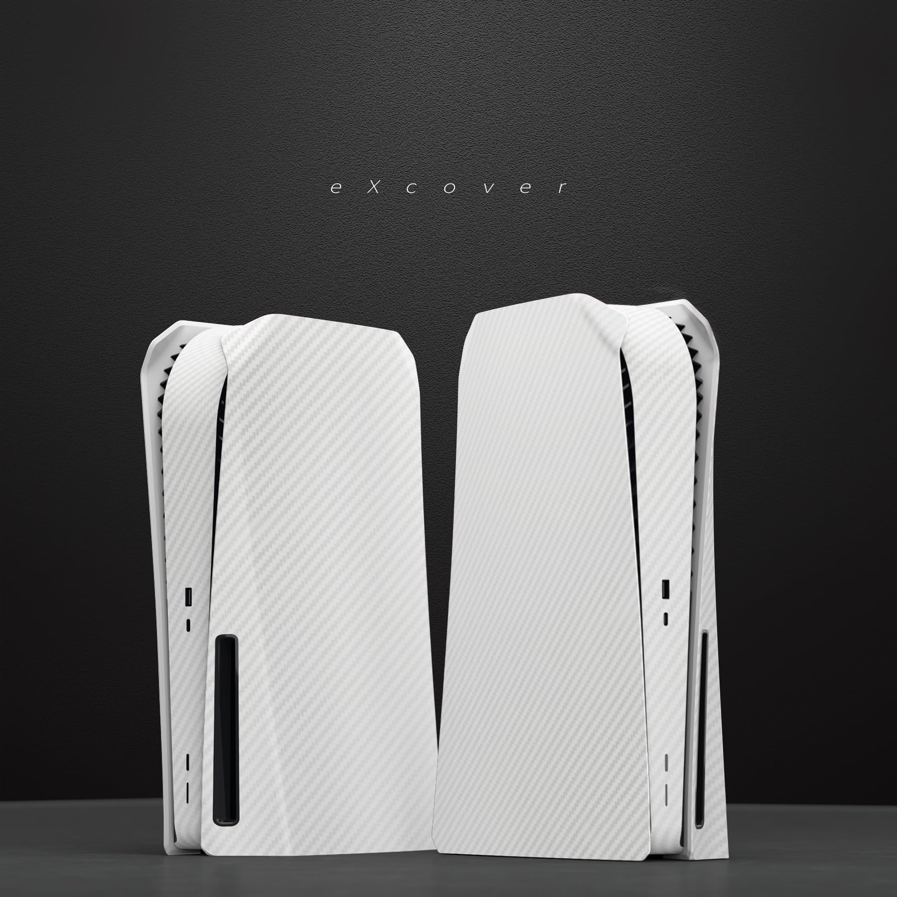 eXtremeRate eXcover Copertura per ps5 Console Disc Edition,Cover Coperchio Custodia Placca Shell Ricambio per ps5 Console Standard Versione-Fibra di Carbonio Bianca