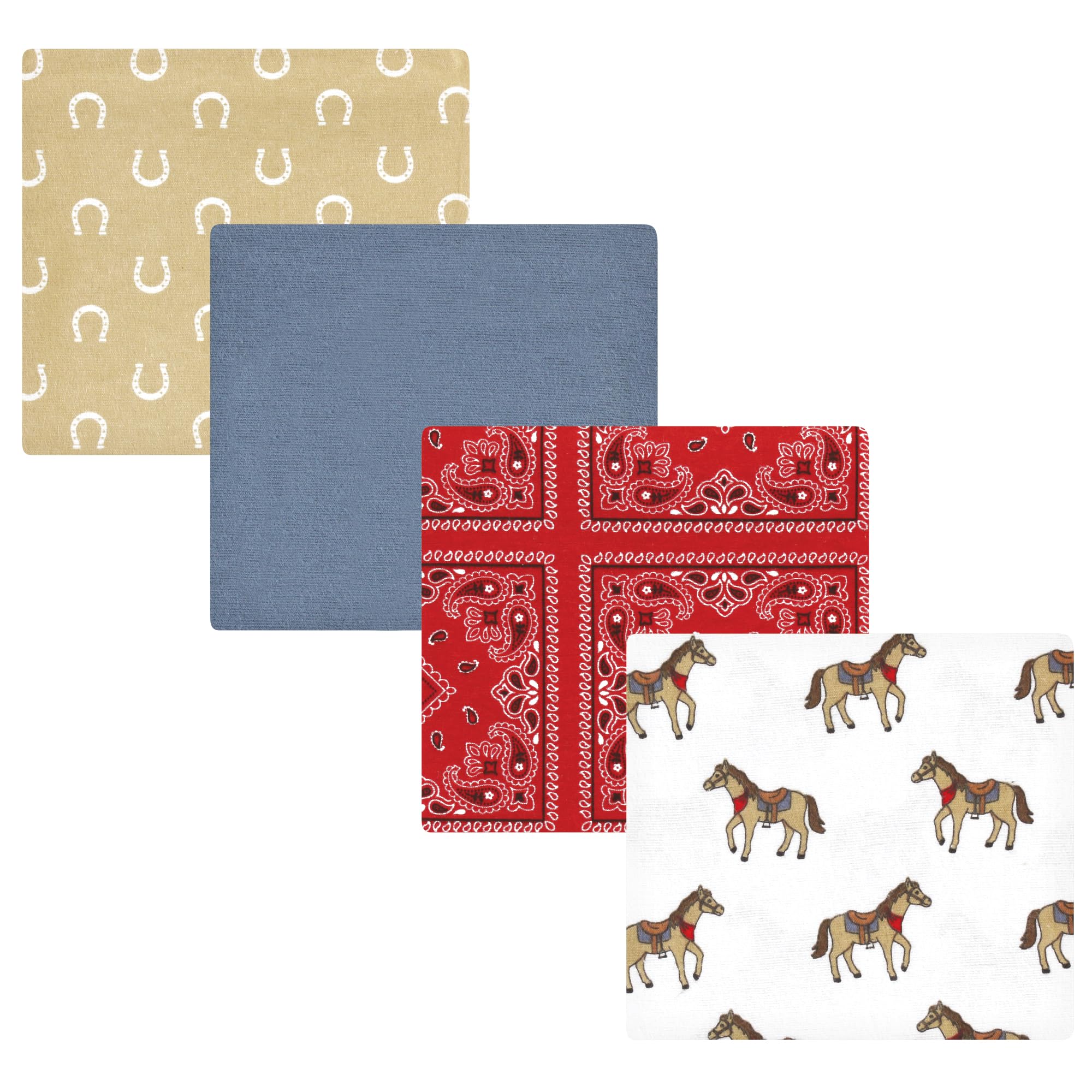 Hudson Baby Unisex Baby Cotton Poly Flannel Receiving Blankets, Cowboy, One Size