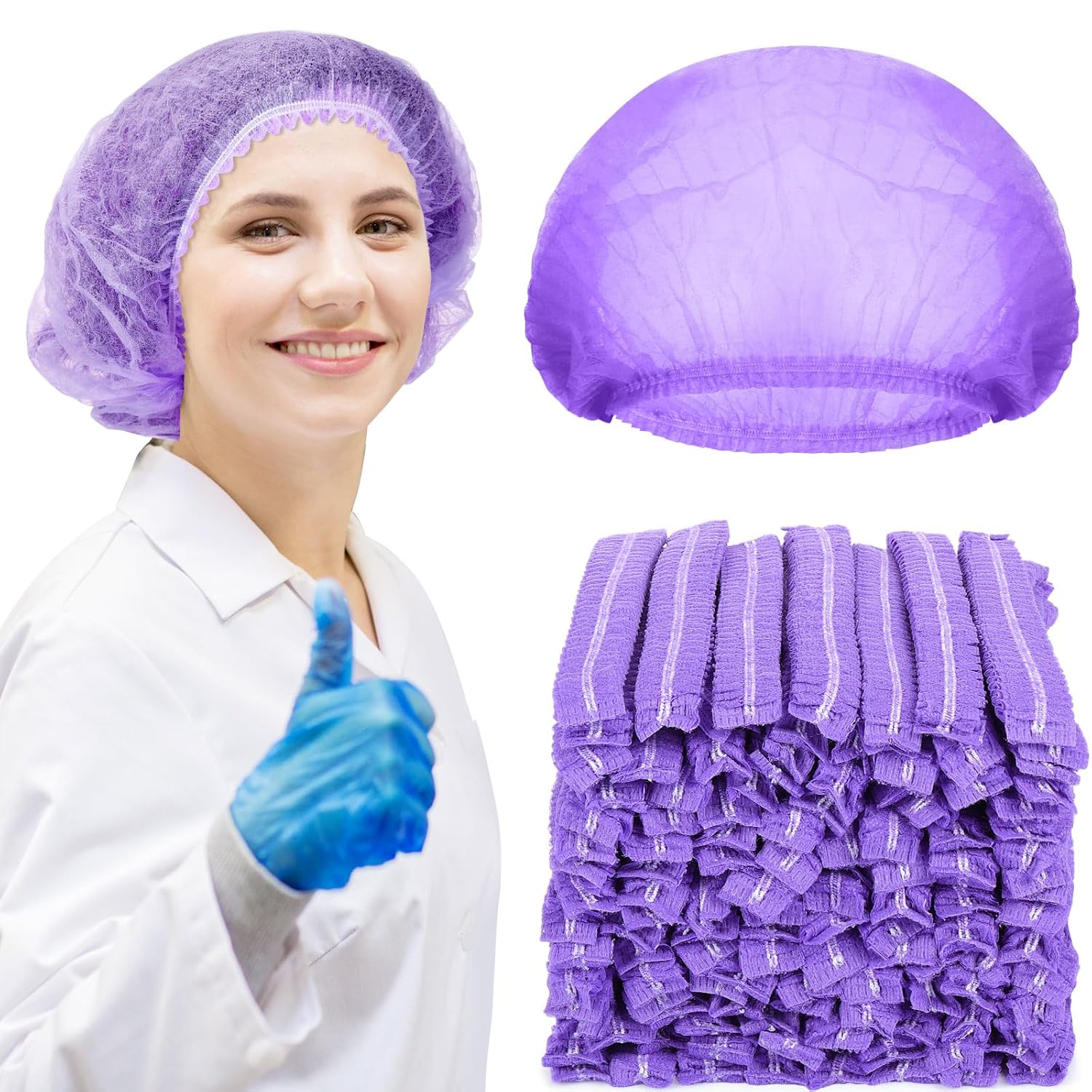 Yahenda 500 Pcs Disposable Bouffant Caps Bulk Disposable Cap for Hair Elastic Dust Hairnets for Food Service, Nurses, Labs(Blue,21 Inch)