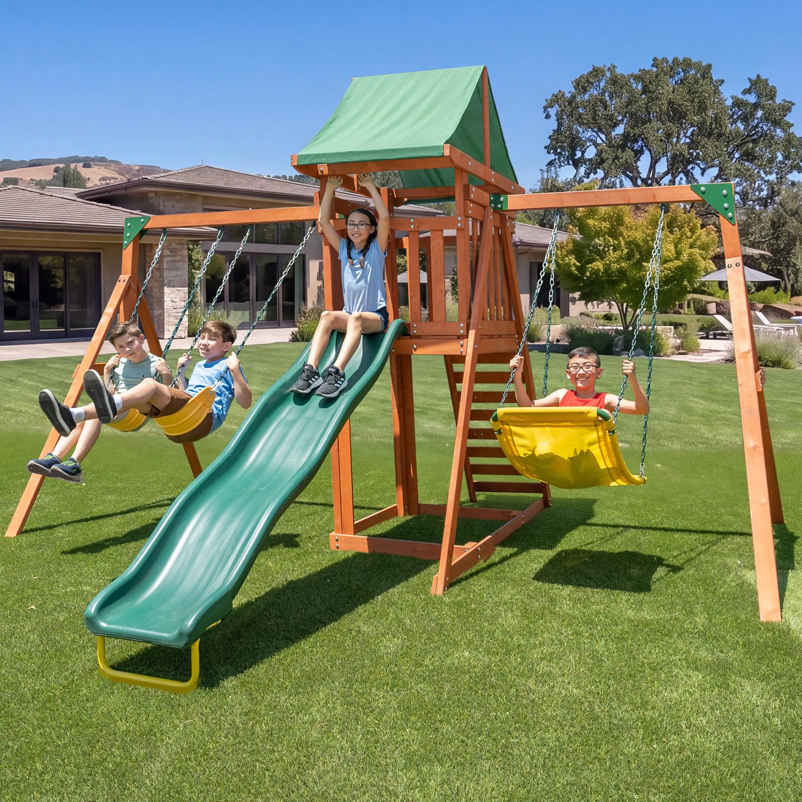 Amazon.com: Sportspower Amazon Exclusive Sherwood Cedar Wood Swing
