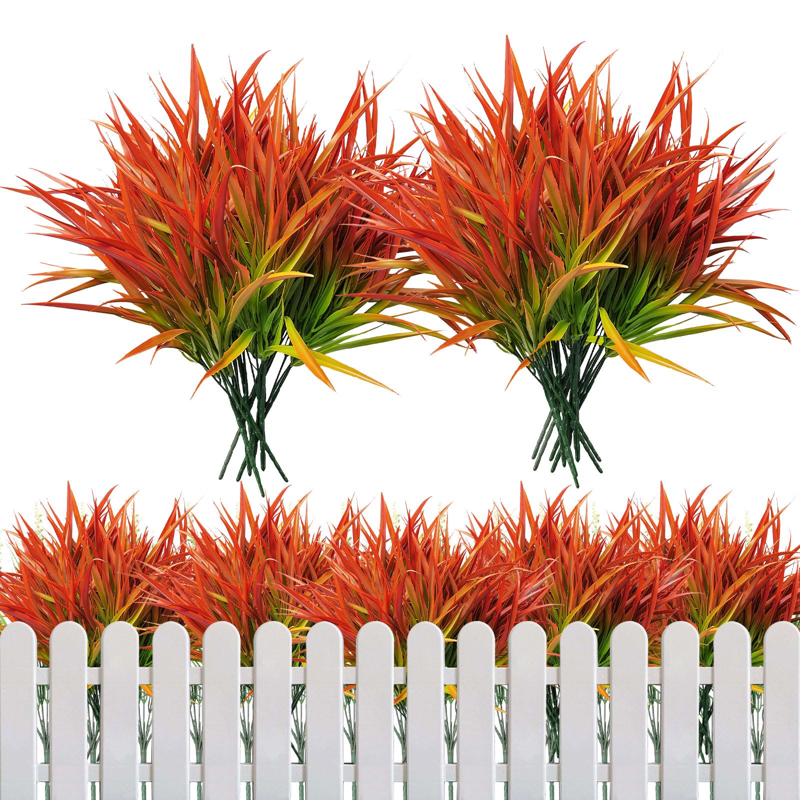 CECOMBINE 24 fasci di piante artificiali per esterni, autunnali con punte rosse realistiche per esterni/interni, portico, decorazione da giardino, resistente ai raggi UV e nessuna manutenzione