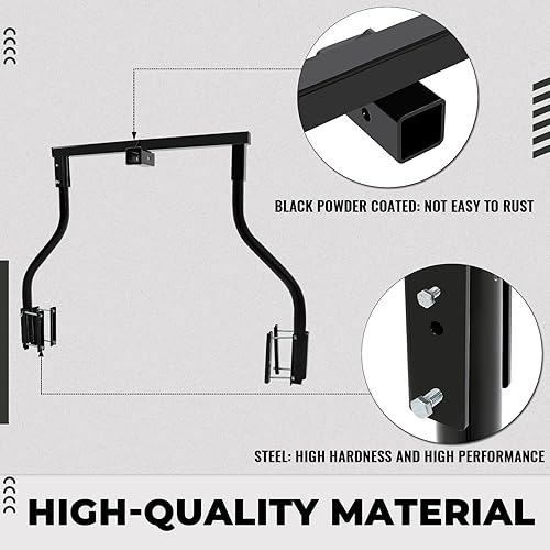 Miniatura 4 de KUAFU Lengua de remolque para bicicleta compatible con la mayoría de remolques de marco en A, acero con revestimiento en polvo, capacidad de 100LBS