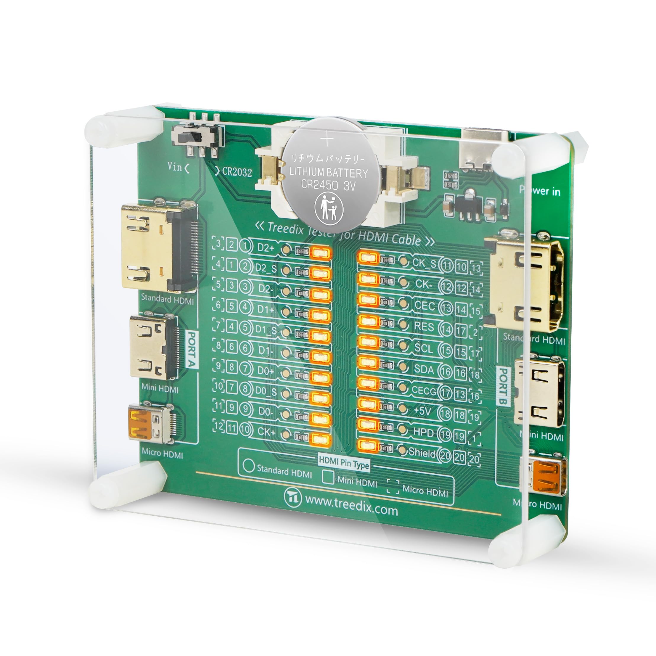 Treedix Cable Tester Board for HDMI Cable Tester Checker 20 LED Light Status Indicator for Short/Open/Cross Connection Detection for Standard HDMI