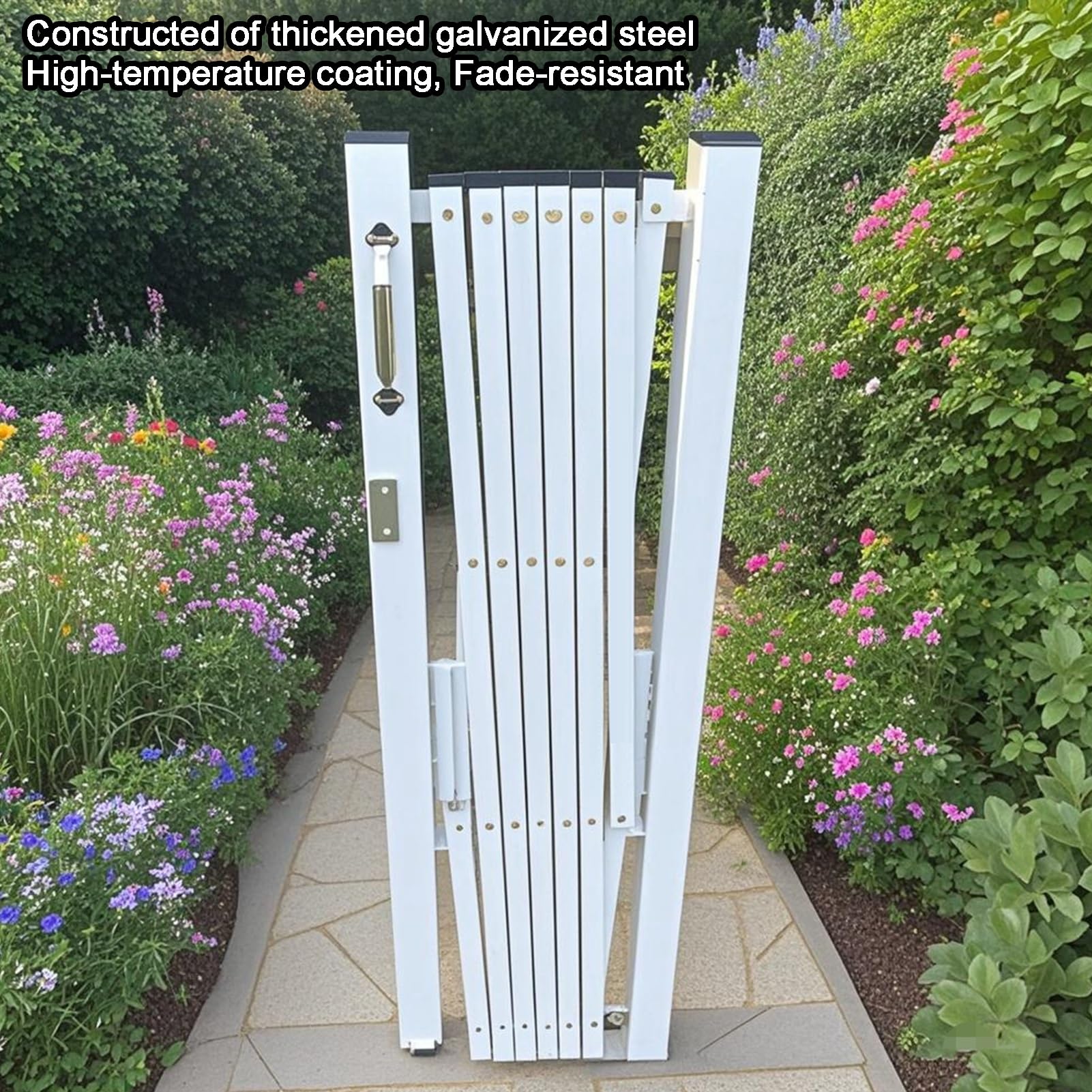 Przenośne, rozszerzalne metalowe ogrodzenie barierowe z kółkami - regulowana składana brama bezpieczeństwa do zamykania podjazdu i drogi (150 x 100 cm) - wszechstronne rozwiązanie bezpieczeństwa do