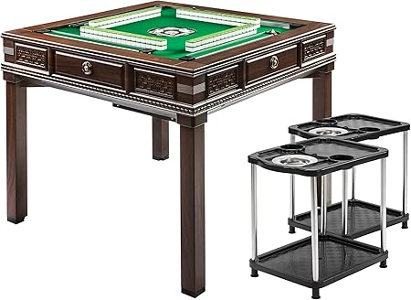 Amazon Co Jp 34mm牌 木彫り調 Pse付 全自動麻雀卓 便利なusb4口付 ダイニングテーブル サイドテーブル2個 赤どら 牌洗浄 ボール付 本