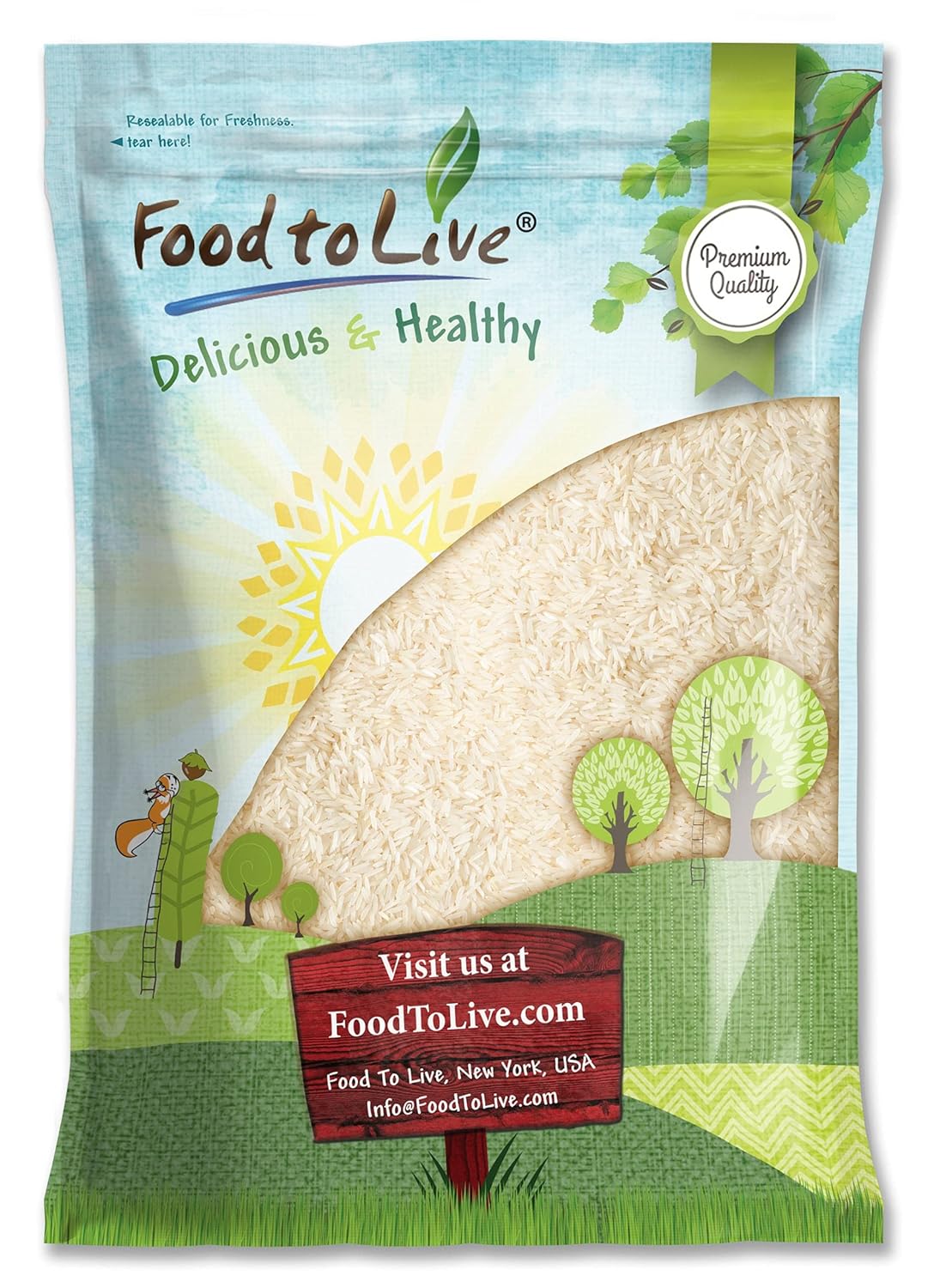 Food to Live - Jasmine White Rice, 12 Pounds – Long-Grain, Raw, Vegan, Kosher, Bulk. Fluffy Texture. Perfect Side Dish. Great for Stir-Fried Vegetables, Stews, and Thai Curries