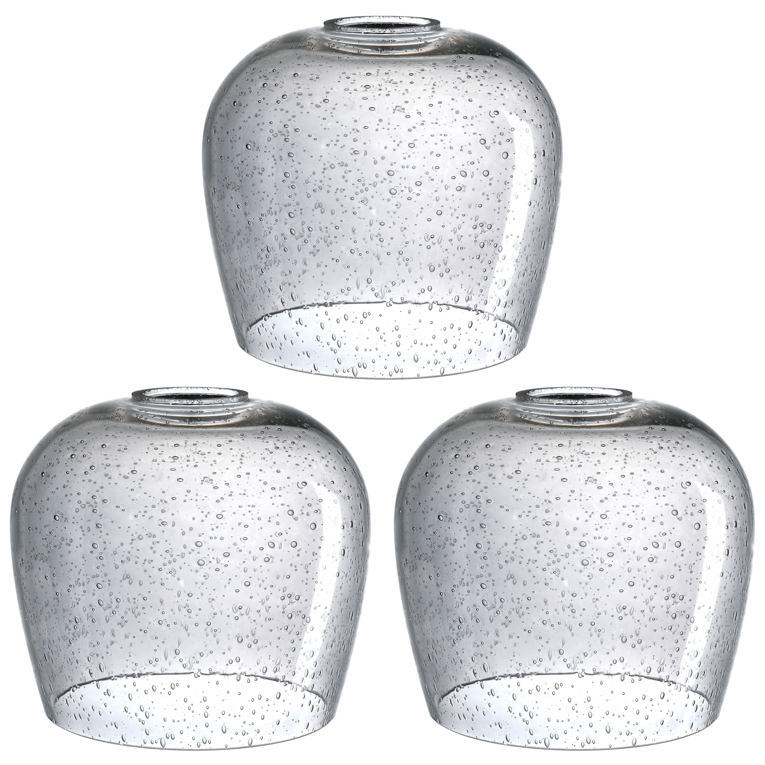 3 Pack 6.3 Inch Seeded Grey Replacement Glass Lamp Shade Pendant Ceiling Chandelier Wall Sconce Light