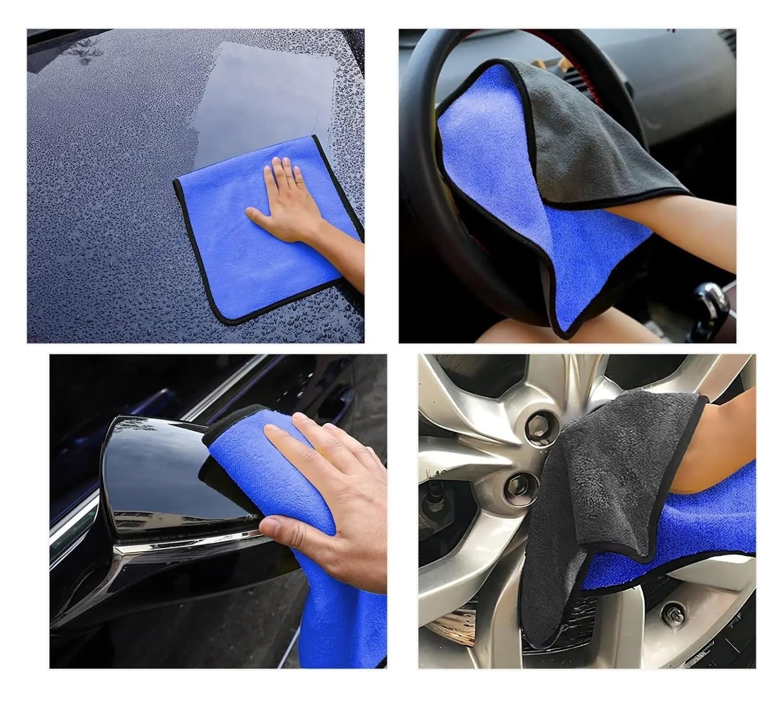 4-Pack Microfiber Car Washing Towels - Soft Quick Drying Cleaning Cloths for Windows Mirrors and Home Use - — view 5