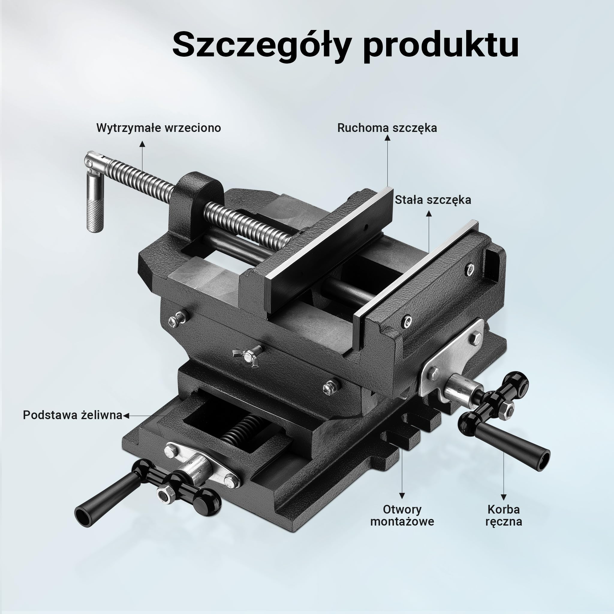 Wiltec Imadło maszynowe krzyżowe szczęki 150 mm dwukierunkowe z żeliwa, na wiertarki stołowe do frezarki, przesuwne XY