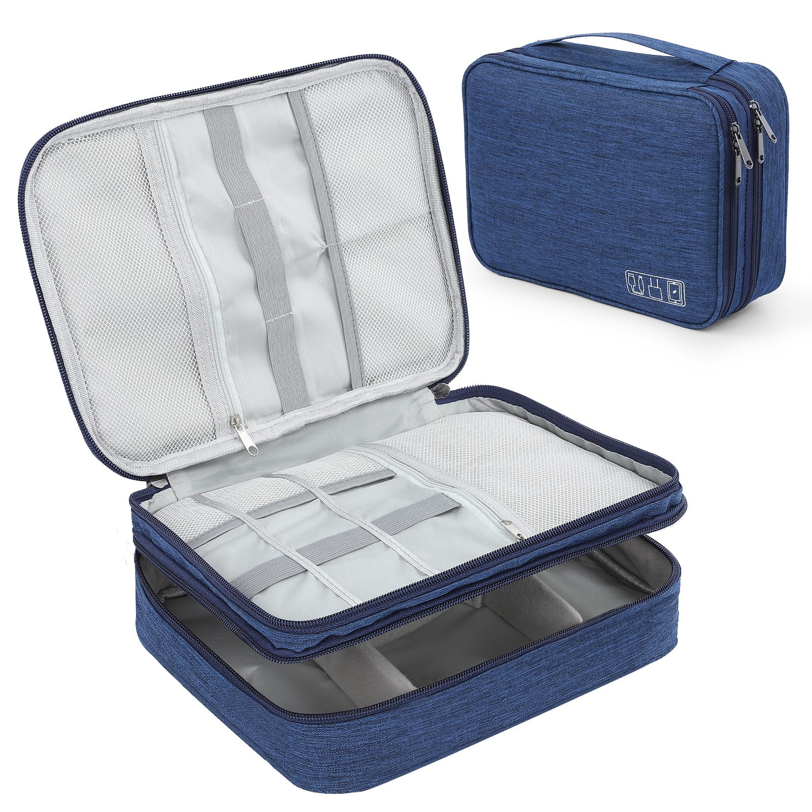 AiQInu Organizer Cavi Borsa da Viaggio Organizzatore Cavi Resistente All'acqua Portatile Porta Cavi Organizer per Caricatore, Chiavetta USB, Auricolare, Power Bank, Hard Disk, Scheda SD