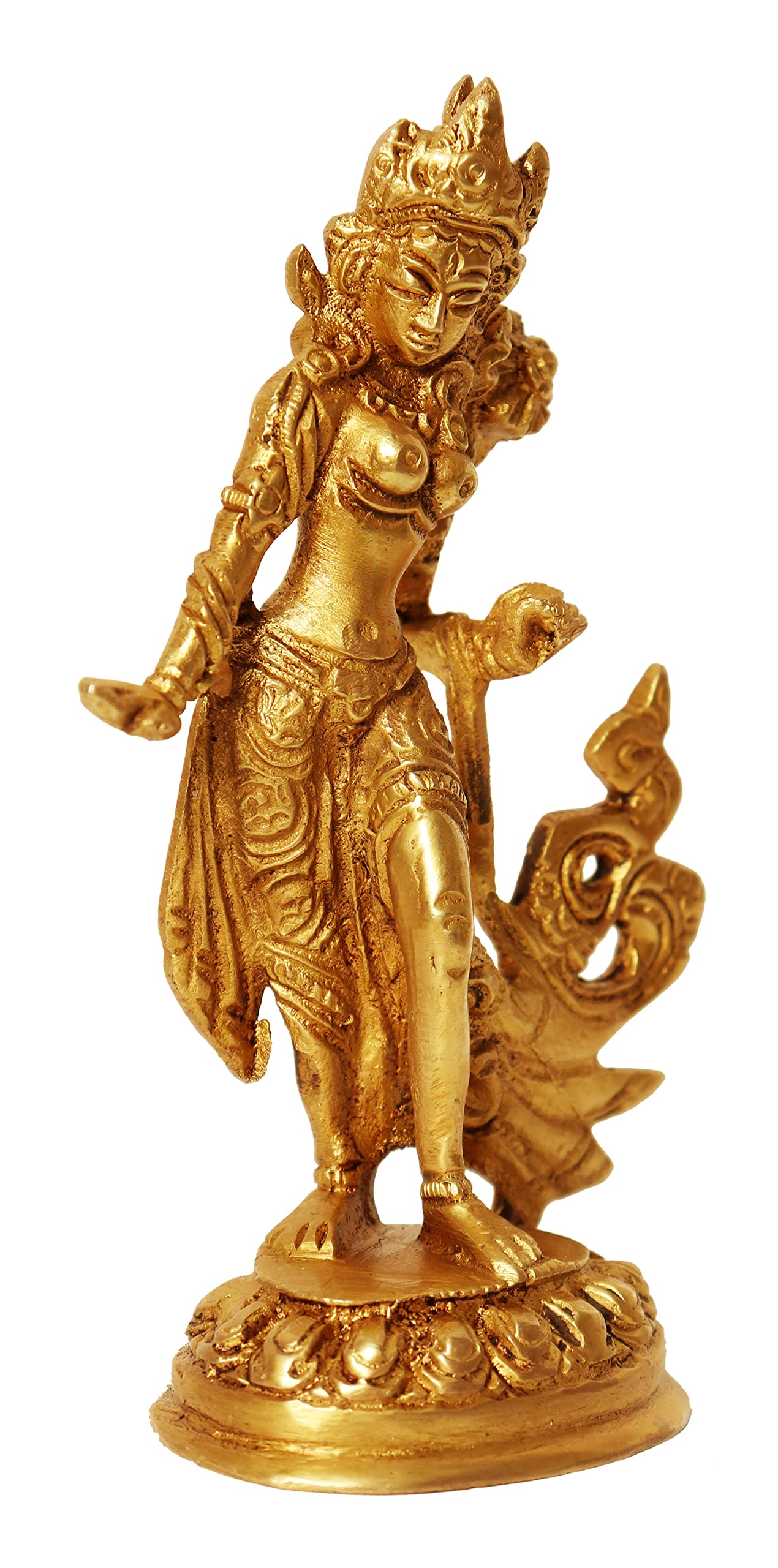 P.J.Handicrafts Brass Standing Goddess White Tara Devi Idol | Decorative Sculpture - Showpiece