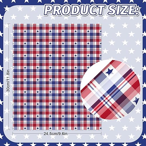 Miniatura 2 de Whaline 9 hojas de vinilo patriótico de transferencia de calor para planchar con purpurina del 4 de julio, patrón de estrella estadounidense, vinilo