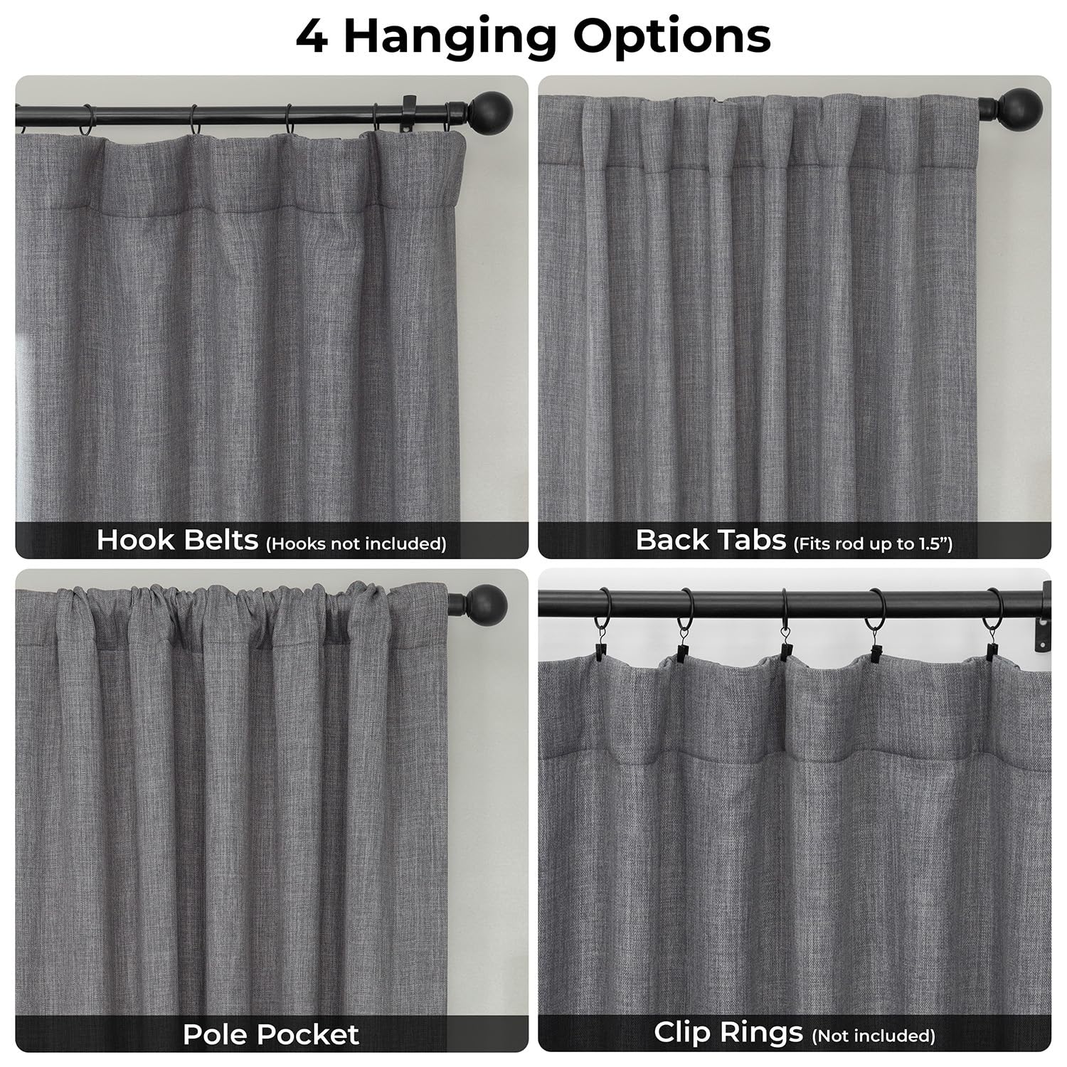 HPD Half Price Drapes BOCH-LN-DW-P - Tenda oscurante extra larga in lino (1 pannello), 250 x 223 cm, BOCH-LN18513-84-DW, colore: grigio blazer