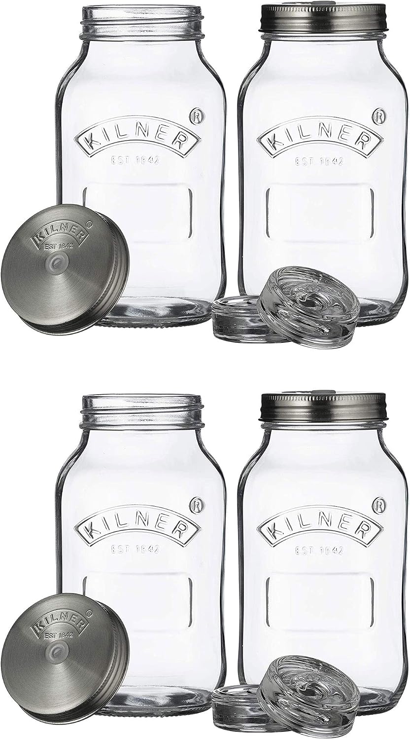 Kilner Fermentation Glass Set of 2 1 Litre Transparent Pack of 2