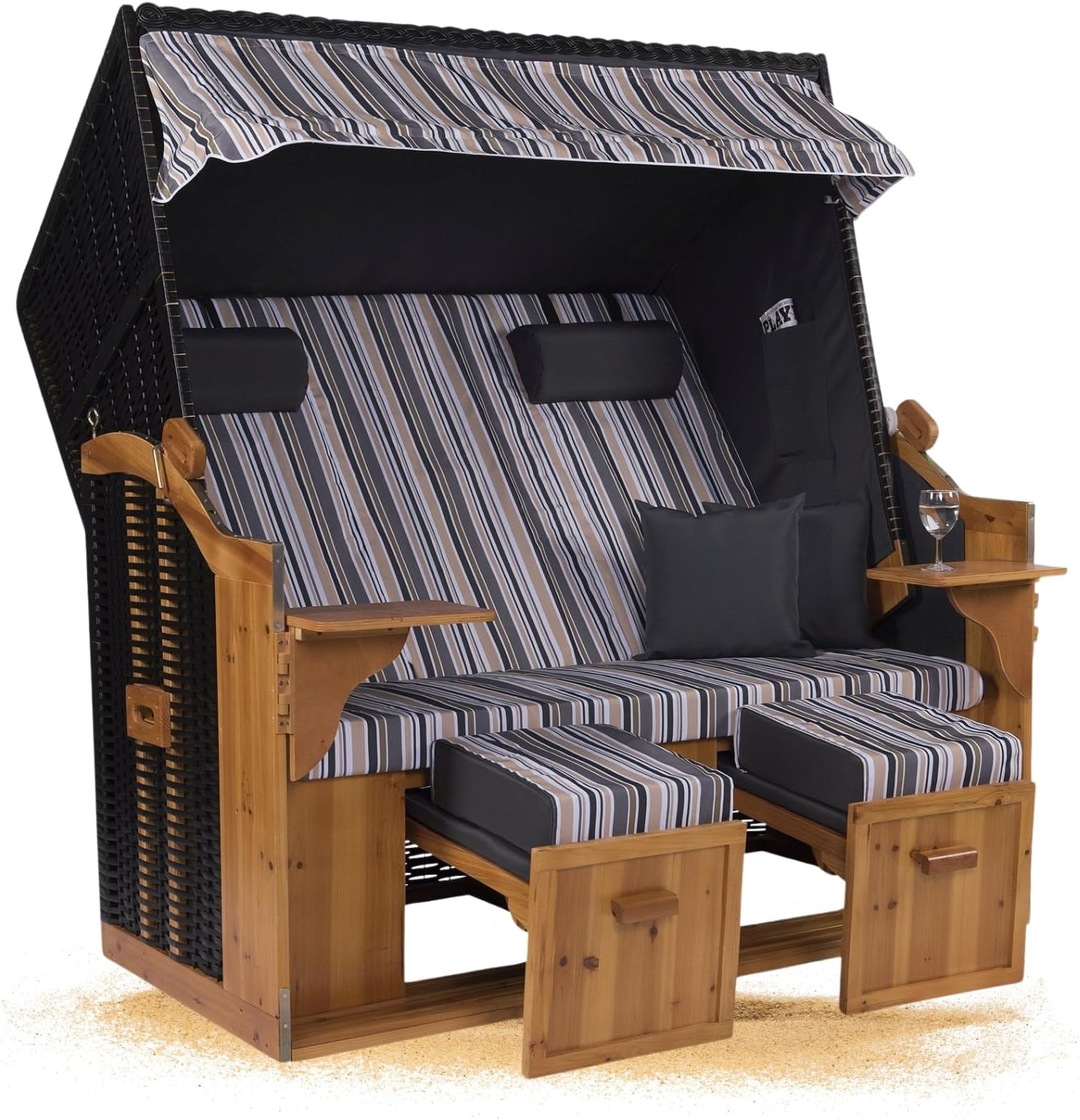 DERKORB Strandkorb 2 Sitzer Ostsee XXL Volllieger, fertig montiert mit