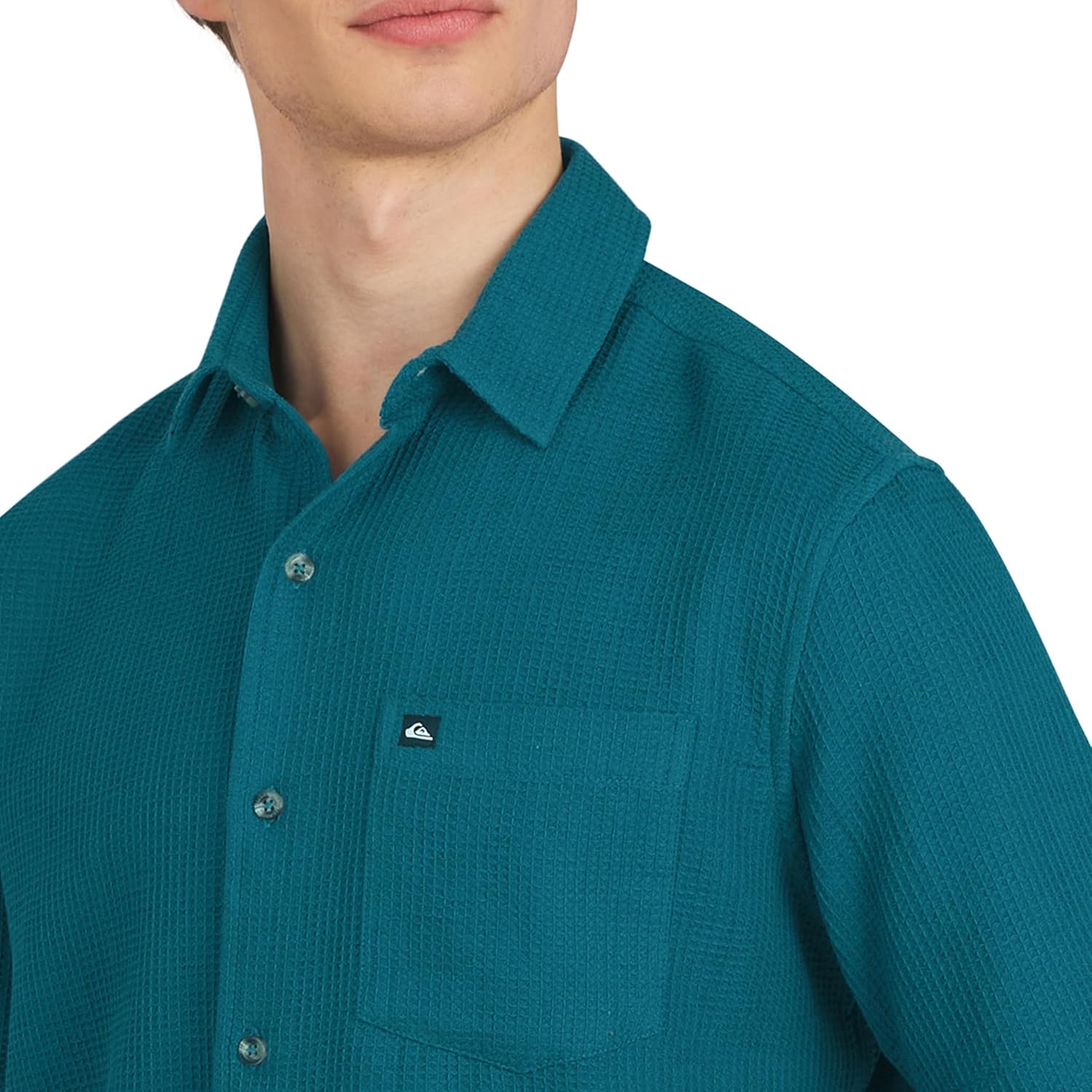 Quiksilver Men's Regular Fit Premium Cotton Short Sleeve Button Up Waffle Woven Shirt - Image 2