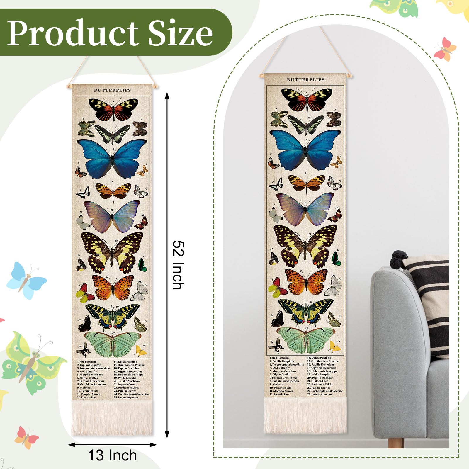 Amazon.com: Geetery Vintage Butterfly Vertical Tapestry Wall