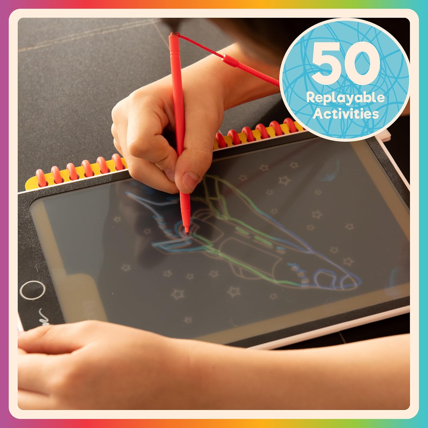 Boogie Board LCD Activity Set for Kids – Reusable Learning & Drawing Tablet with 50 ABC, 123, Tracing & Drawing Activities, Ages 3+ image 2