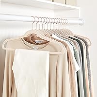 Vista 6 de Yaxa Basics Perchas de terciopelo delgadas antideslizantes para trajes, paquete de 50, rosa rubor/oro rosa