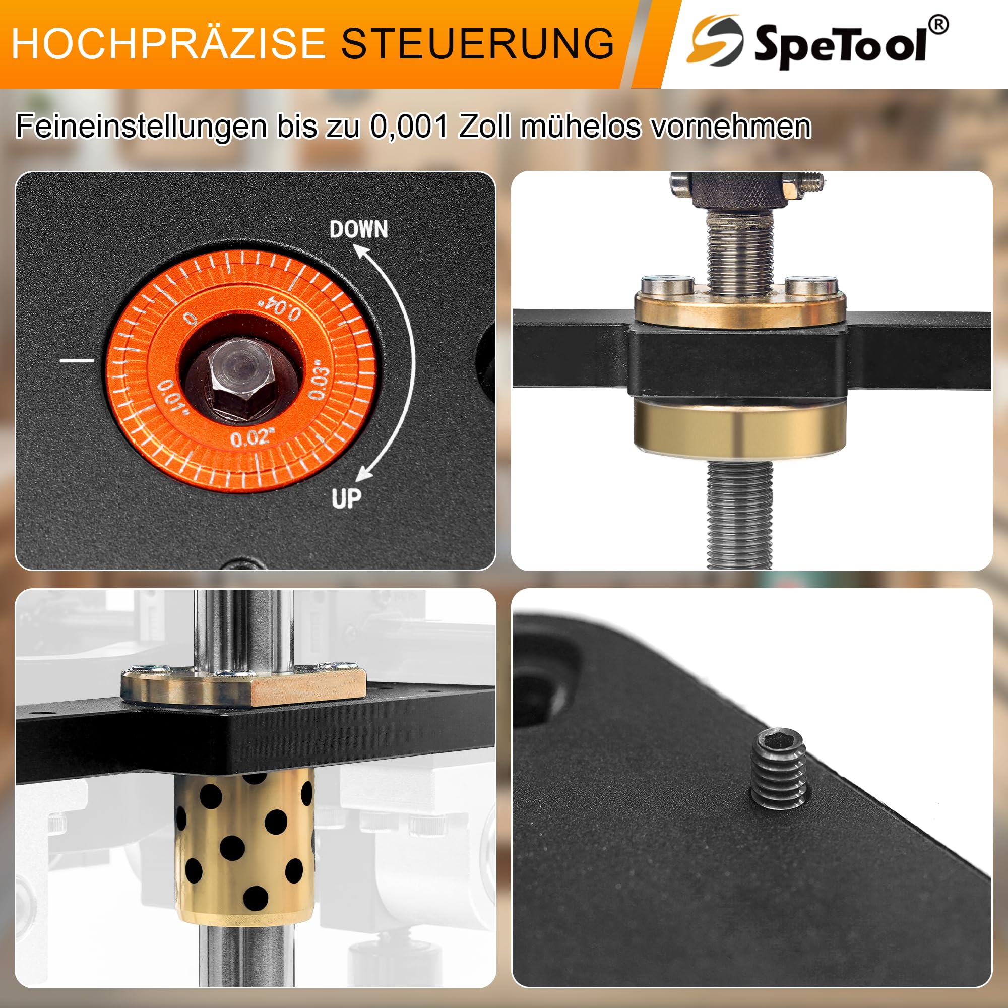 SpeTool Sollevatore per fresatura superiore con diametro da 65 mm a 107 mm, sollevatore superiore in alluminio con stencil fai da te e 3 anelli magnetici, 9-1/4" x 11-3/4" per la lavorazione del legno