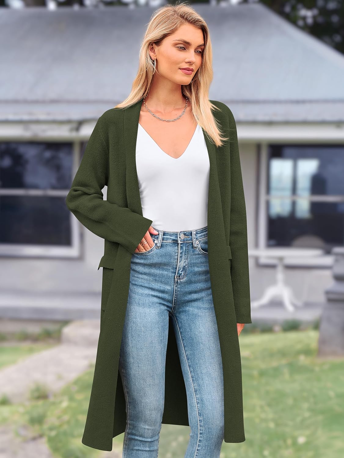 MASCOMODA Open Front Long Cardigan Sweaters for Women Trendy 2025 Fall Winter Oversized Sweater Coats Knit Coatigan Jackets - Image 2