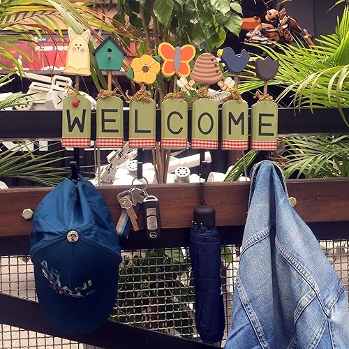 Miniatura 4 de AG-UNICORN Ganchos de bienvenida para colgar abrigos de pared, decoración de casa de campo, entrada de sala de estar, ganchos rústicos de metal