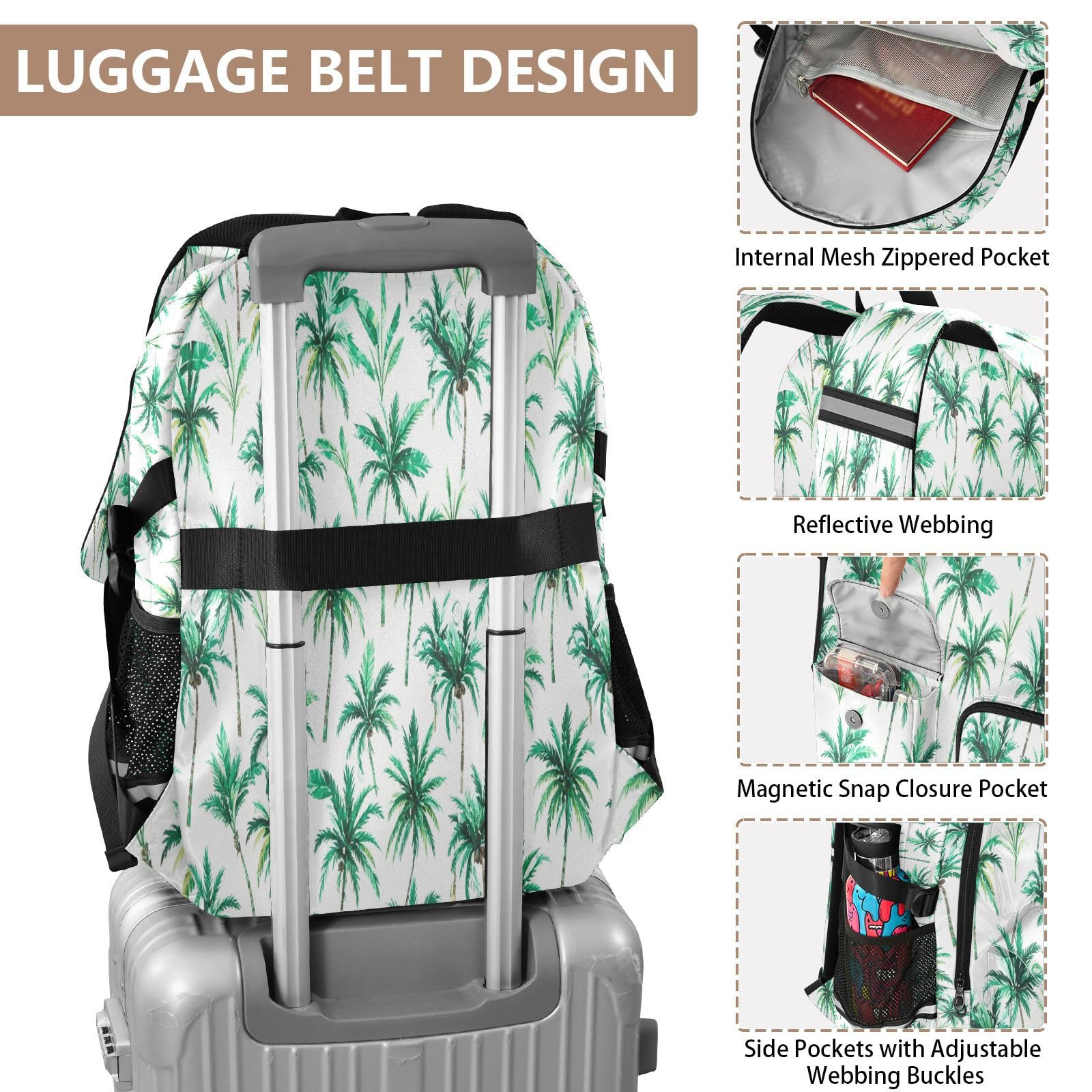 Rucksack mit Aquarell-Pflanzen und mehreren Taschen für Schule, Reisen, Outdoor, Uni, 44,5 cm (17,5 Zoll) Laptop-Rucksack für Damen und Herren