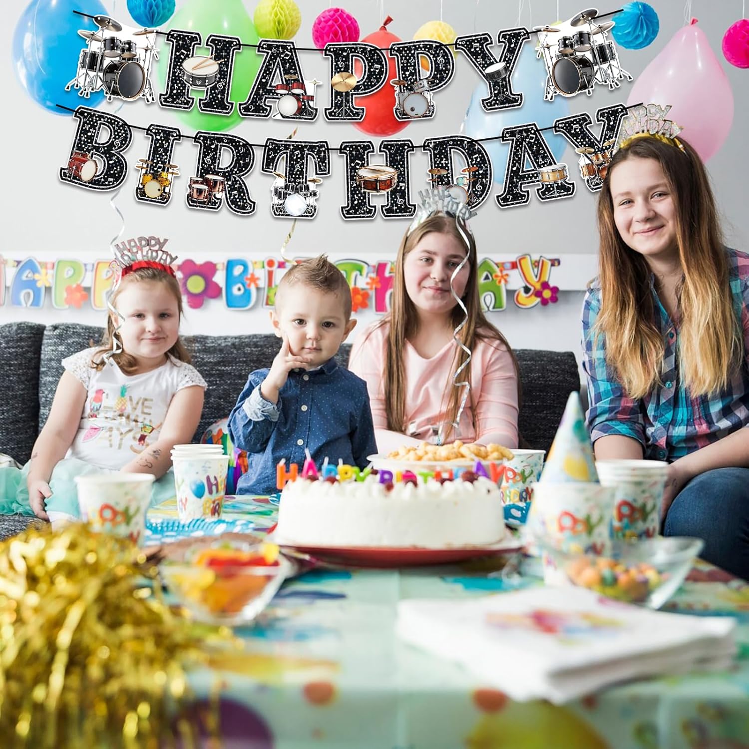 Drum Theme Birthday Party Banner, Drummer Happy Birthday Banner for Boys Girls Kids Drum Party Baby Shower Decorations - Image 7