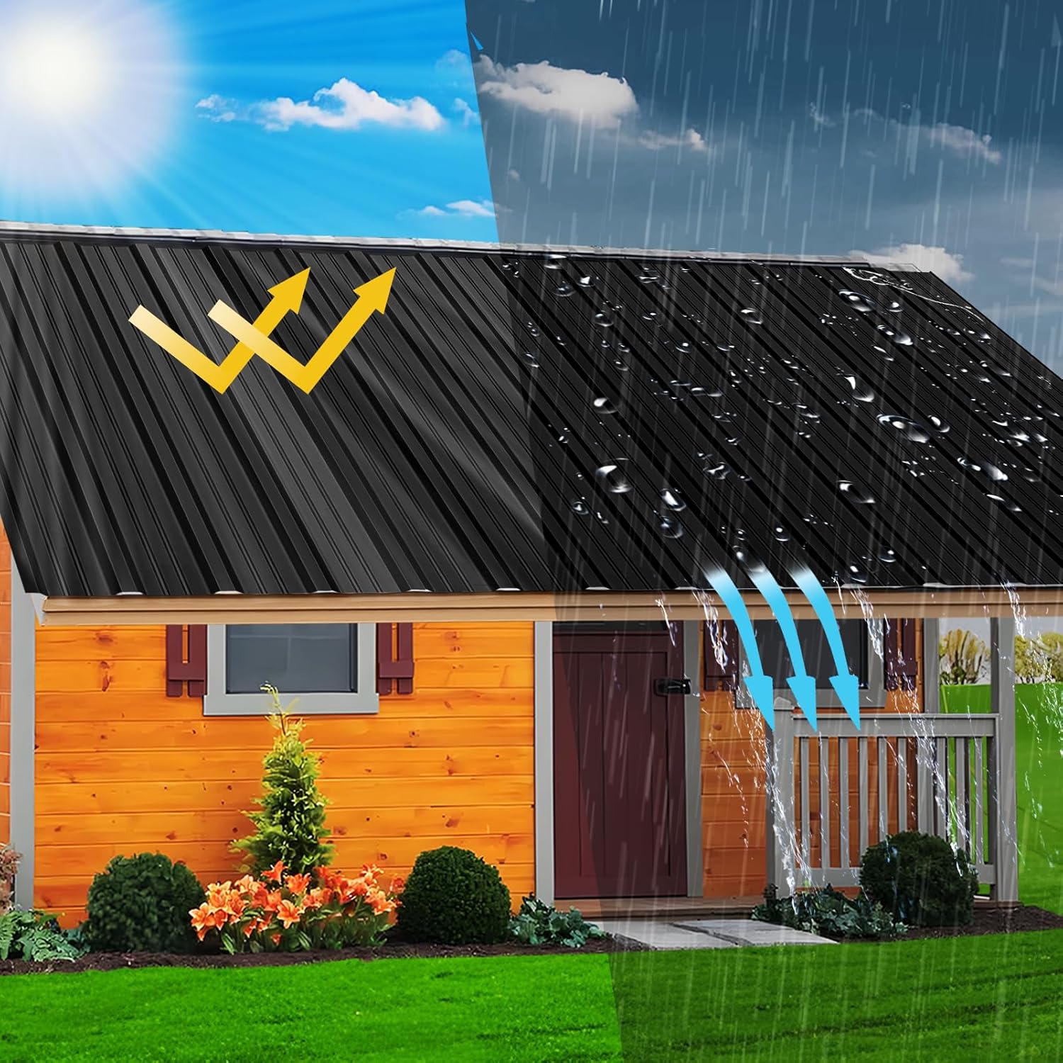 Metal Roofing Panels - Corrugated Galvanized Roof Panels Black 20 Pcs 99 ft² Waterproof Siding Panels for Outdoor House Storage Mobile Homes Patio Garages Sheds