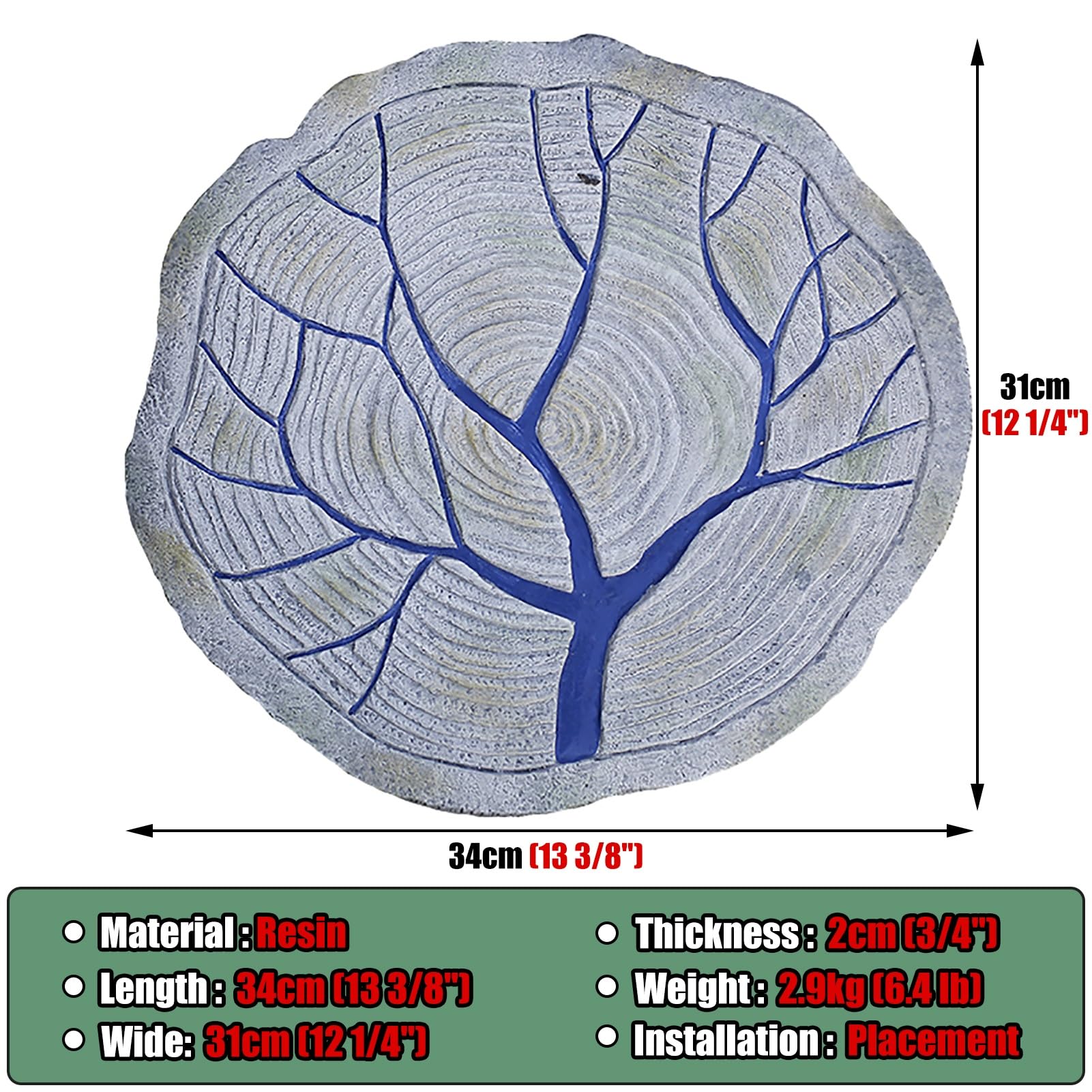 Pietre da Giardino Pietre per Passerella per Gradini Esterni 1 Pz 6 Pz, Kit Trampolino In Resina con Motivo ad Albero, Pietre per Lastricati Rustiche per Pavimentazioni del Cortile, Pietre Decorative(