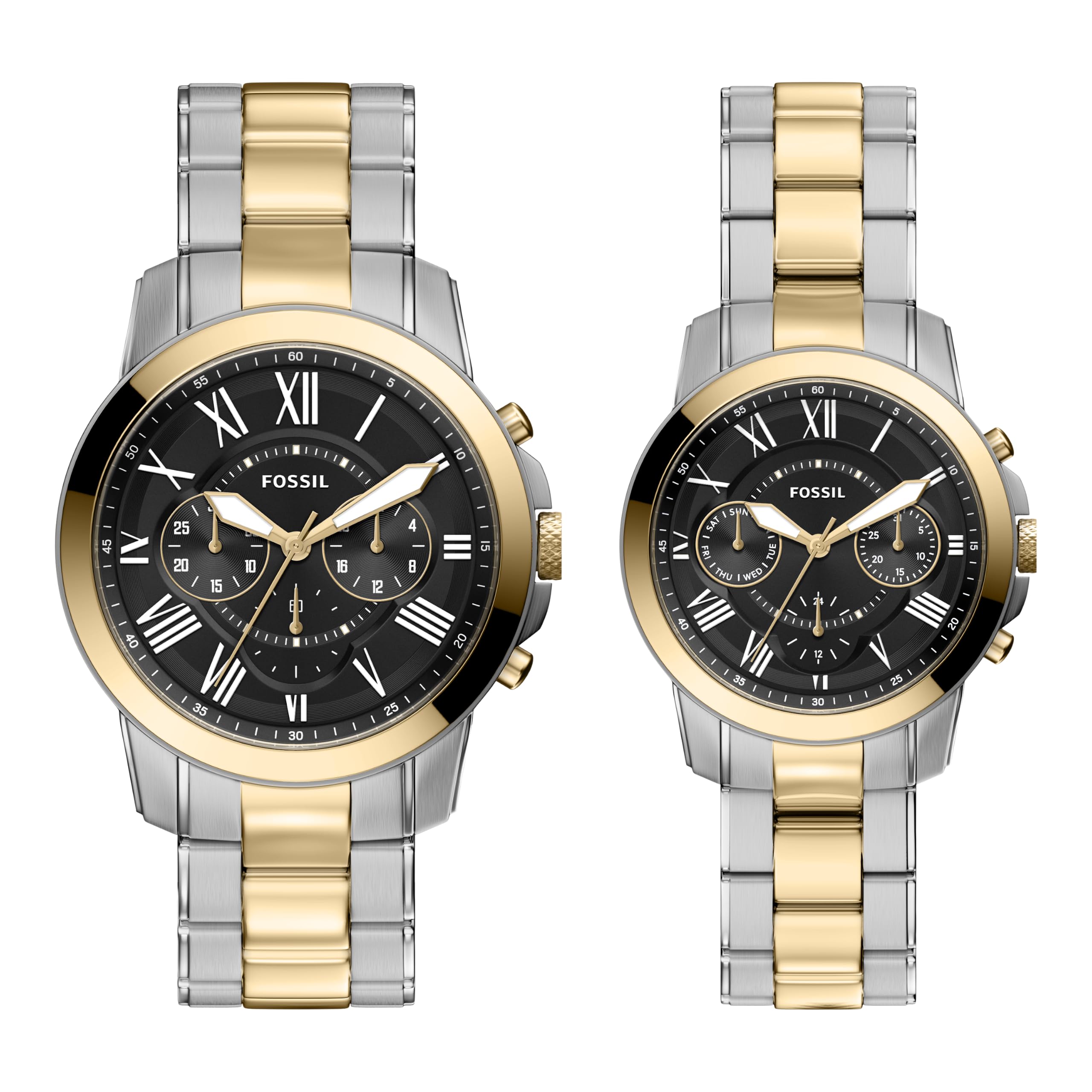 Fossil Grant - Orologio da uomo e da uomo, in acciaio inox, bicolore