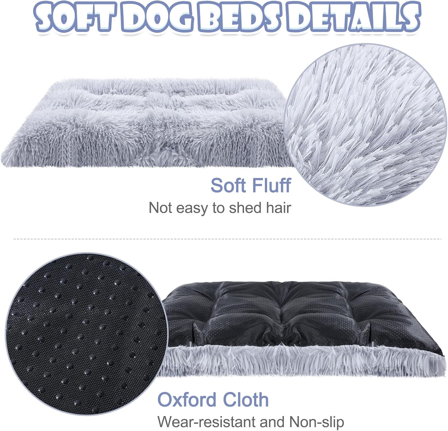 review 2 Pcs Dog Bed Kennel Pad Dog Crate Pad Pet Bed for Large Medium Dogs Cats, Plush Faux Fur Dog Crate Pad Mat Anti Slip Washable Dog Mattress for Sleeping, 37 x 26 inch and 26 x 20 inch