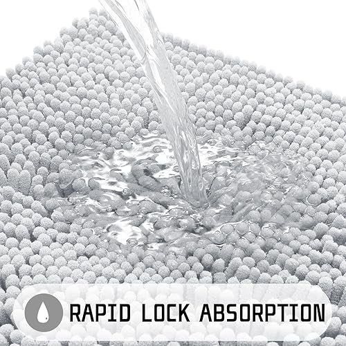 Miniatura 4 de Yimobra Alfombra de baño de chenilla, 24 x 17 pulgadas, extra suave, absorbente, antideslizante, para suelo de baño, absorbente de agua, lavable a