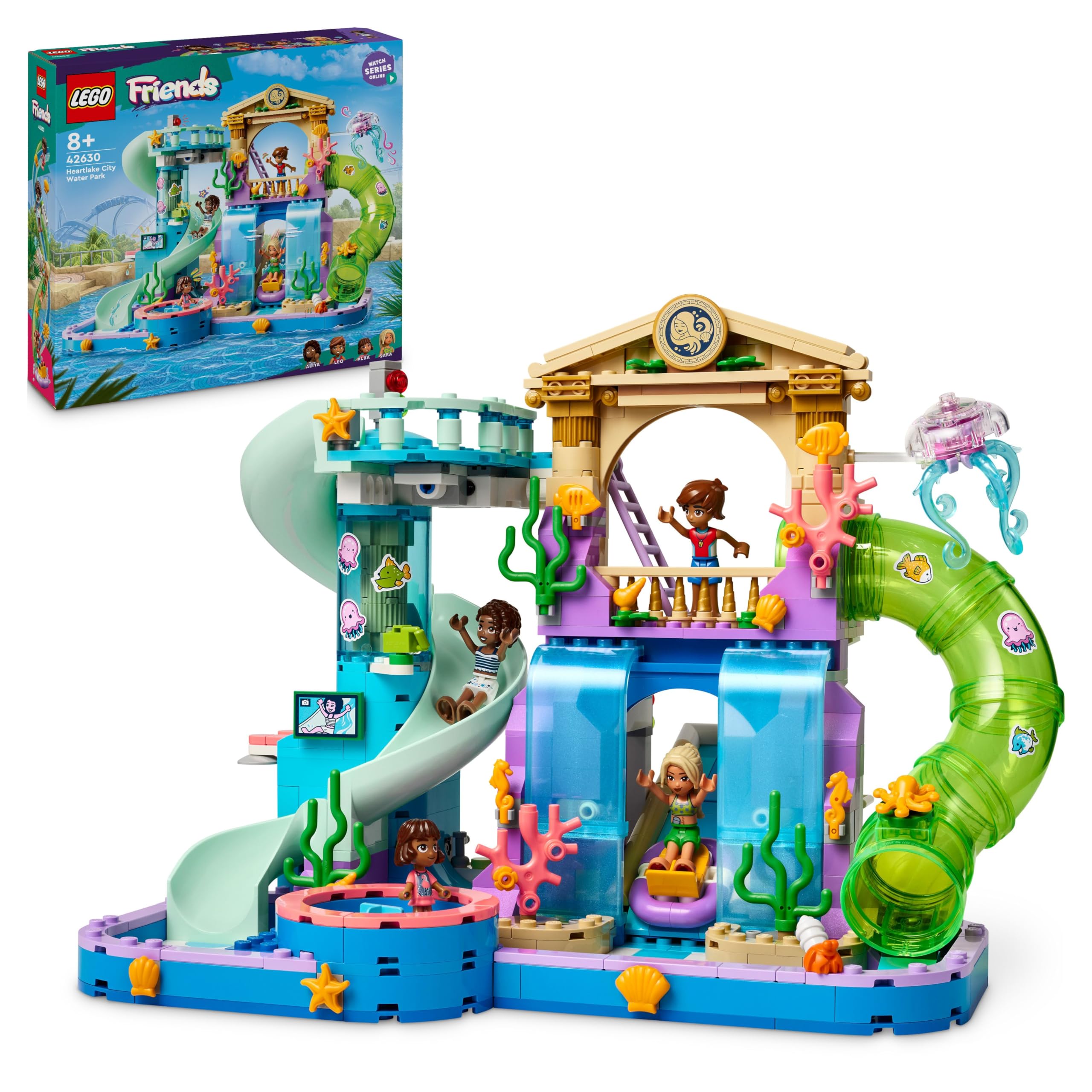 LEGOFriends Heartlake City Water Park Toy - incl. 4 Mini Dolls, 3 Slides & Lots of Summer Accessories - Creative Gift for 8+ Year Old Girls - 42630