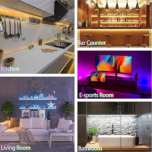 Miniatura 6 de Tira LED RGB de 16.4 pies, 5 V USB colorido 30LED S/M SMD 5050 luces flexibles para decoración de habitación de TV, con control remoto de 24 teclas