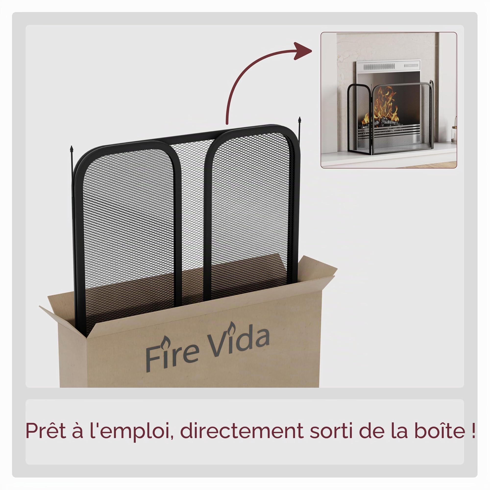 Pare-étincelles carré Noir Fire Vida Roxby