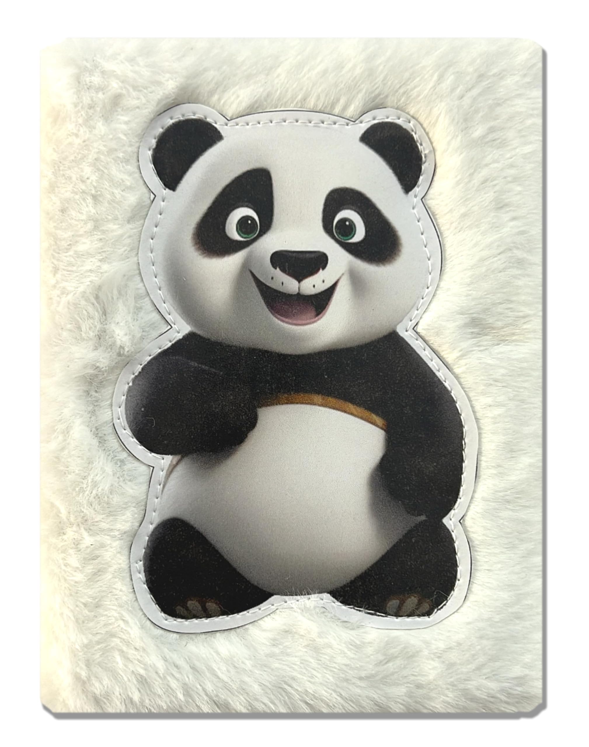 Jiada A6 Size Soft Fur Plush Fabric Diary/Personal Notebook Cute Animal Print - Panda-image-0