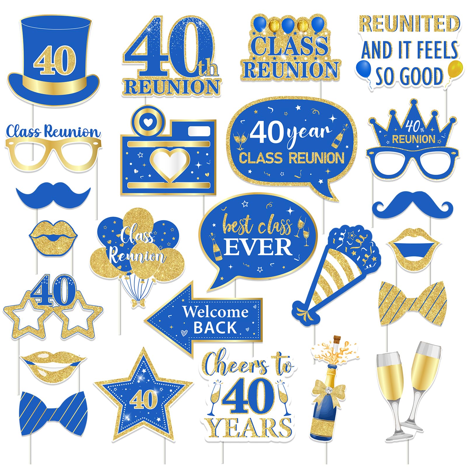 Réunion scolaire 40ème accessoires photobooth pour fêter vos souvenirs