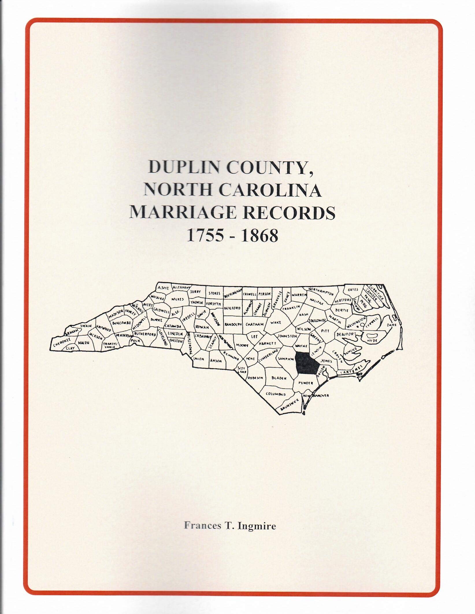 Duplin County, North Carolina Marriages 1755-1868