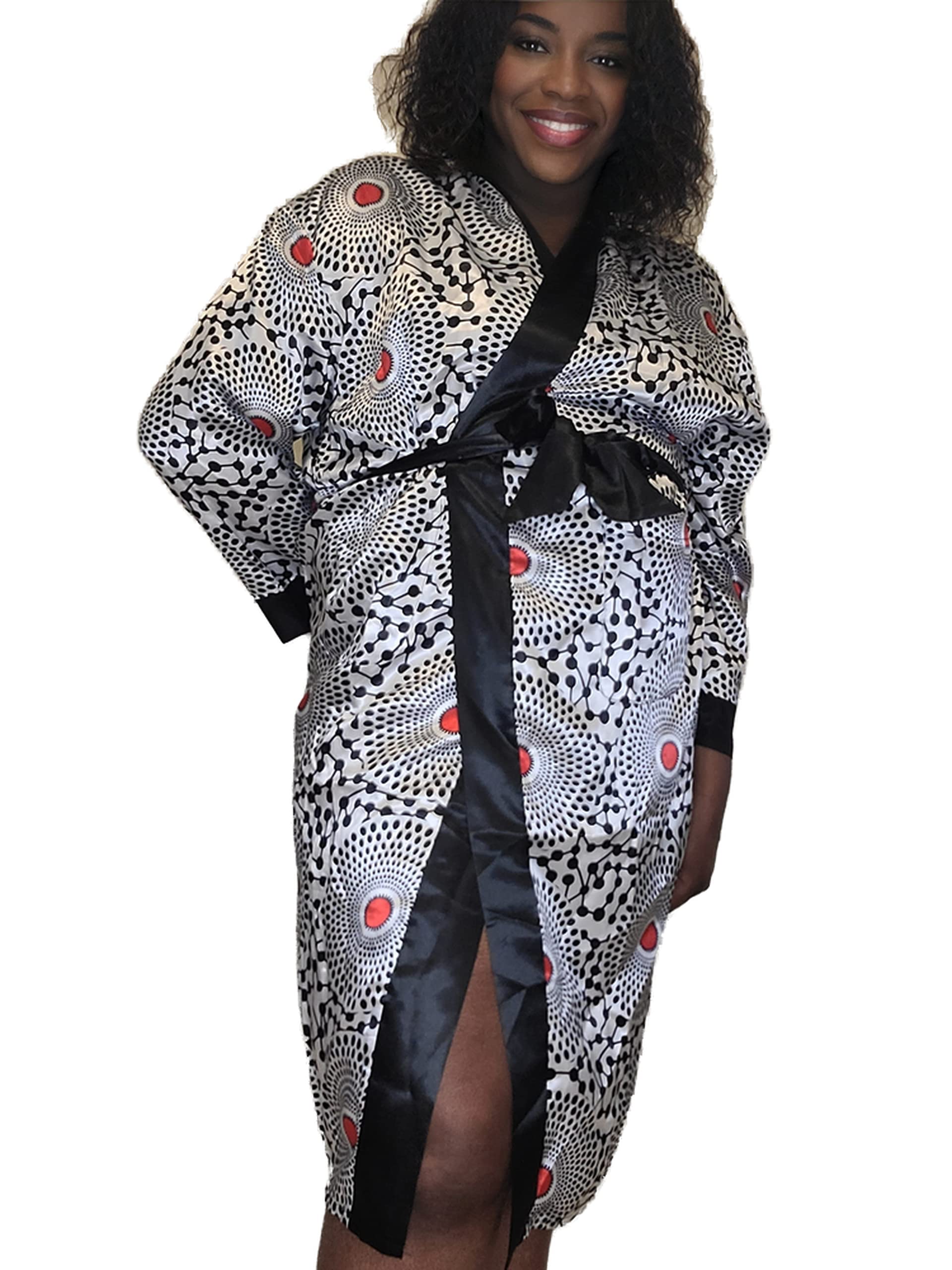 African Ankara Satin Robe for women Bridal Bridesmaid Party Wear Bathrobe Lounge Dress Sleepwear Kimono Robe