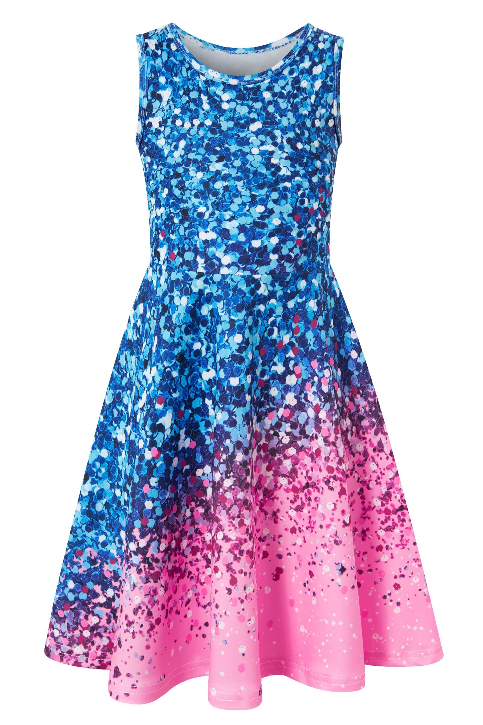RAISEVERN Kleider für Mädchen Sommer Kleid A-Line Lässig Ärmellos Tanzkleid, 4-15 Jahre
