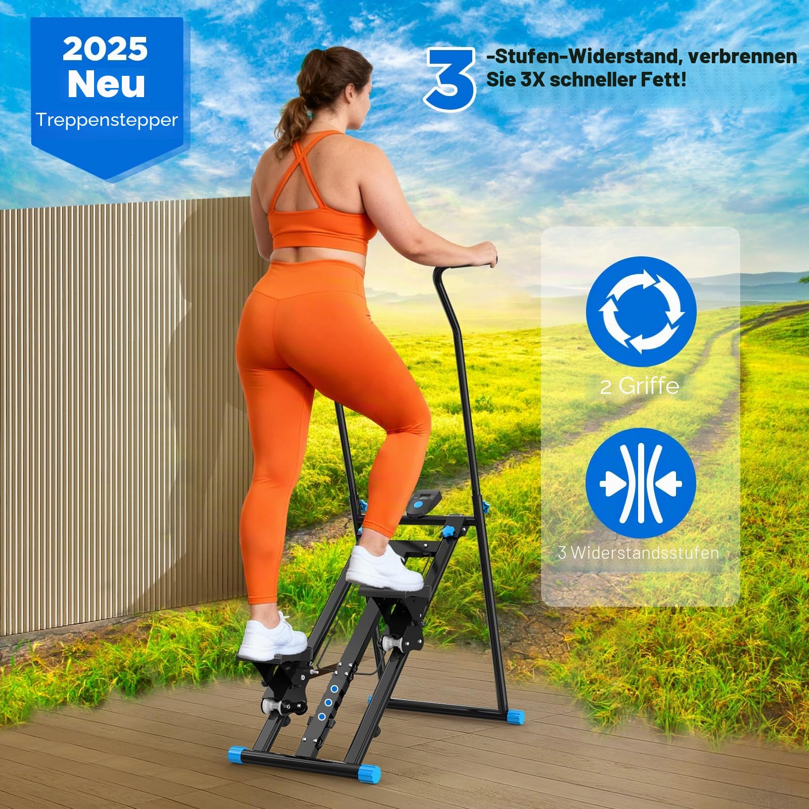 Klettermaschine, Treppensteiger für Heim-Fitnessübungen, zusammenklappbar, vertikale Klettermaschine für Ganzkörpertraining, 136 kg Tragkraft, Weiß