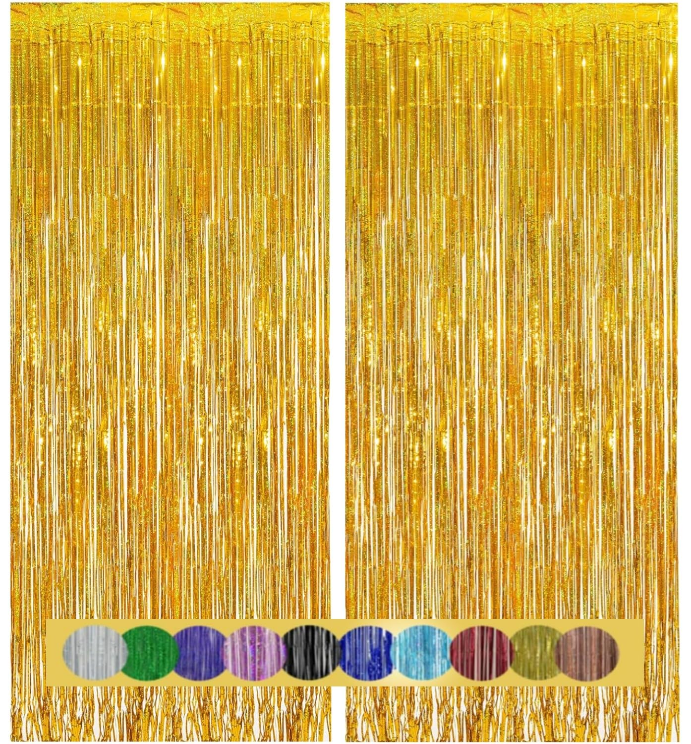 Montegoni 2 Stück Lametta Vorhänge Gold Glitzer Hintergrund Dekoration Folien Fransen Silvester Geburtstag Hochzeit Partydeko Luftschlangen Deko für Disco Party Hochzeit Party Dekoration Neujahr